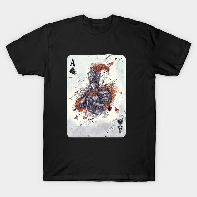 Queen of spades poker card: The Dark Warrior T-Shirt by Creative Art Universe